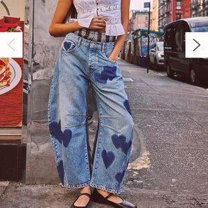 Free People We The Free Mid-Rise Good Luck Heart Jeans